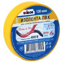 Изолента ПВХ 15*10 Unibob желтая 130мкм
