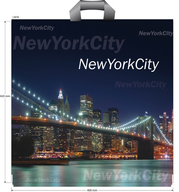 Пакет с петлевой ручкой ПВД 40х40, 95 мкм "Нью-Йорк"